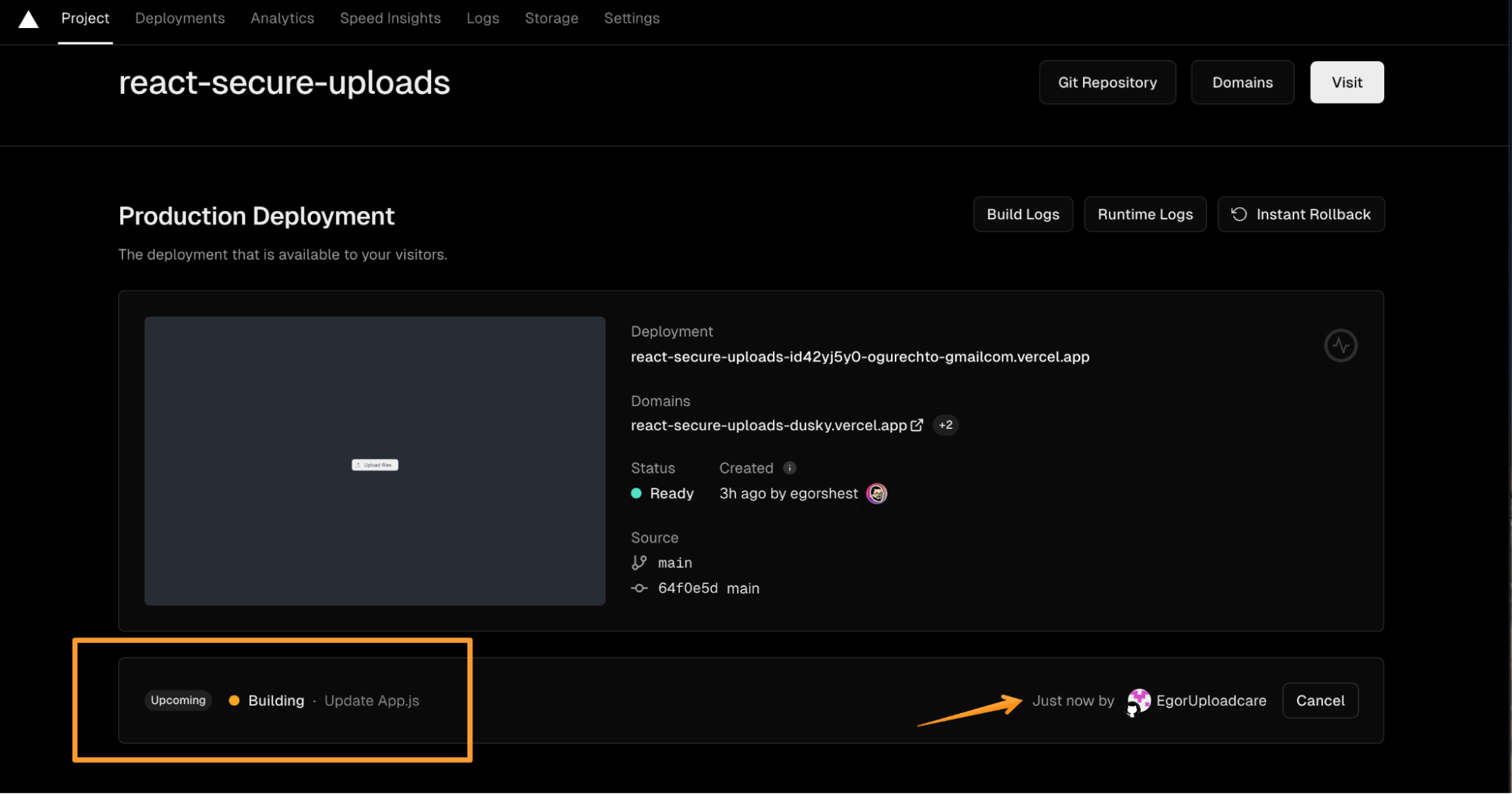 Building the updated version of the project