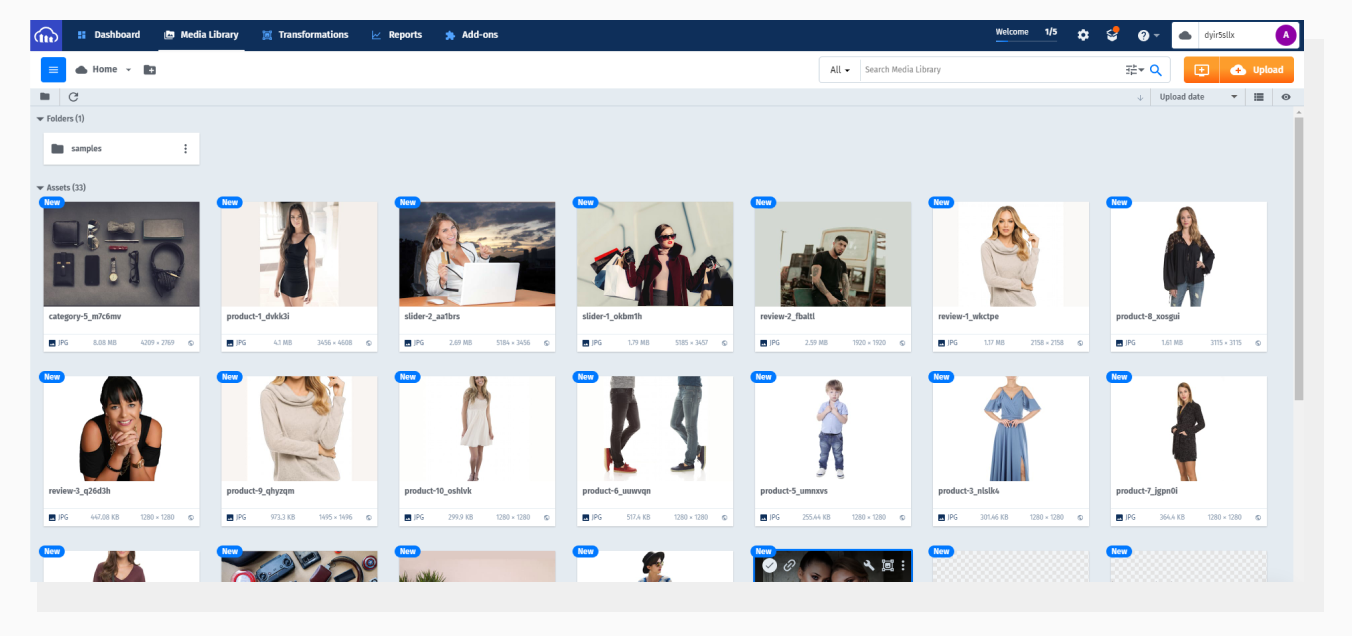Images uploaded to Cloudinary and displayed in Dashboard