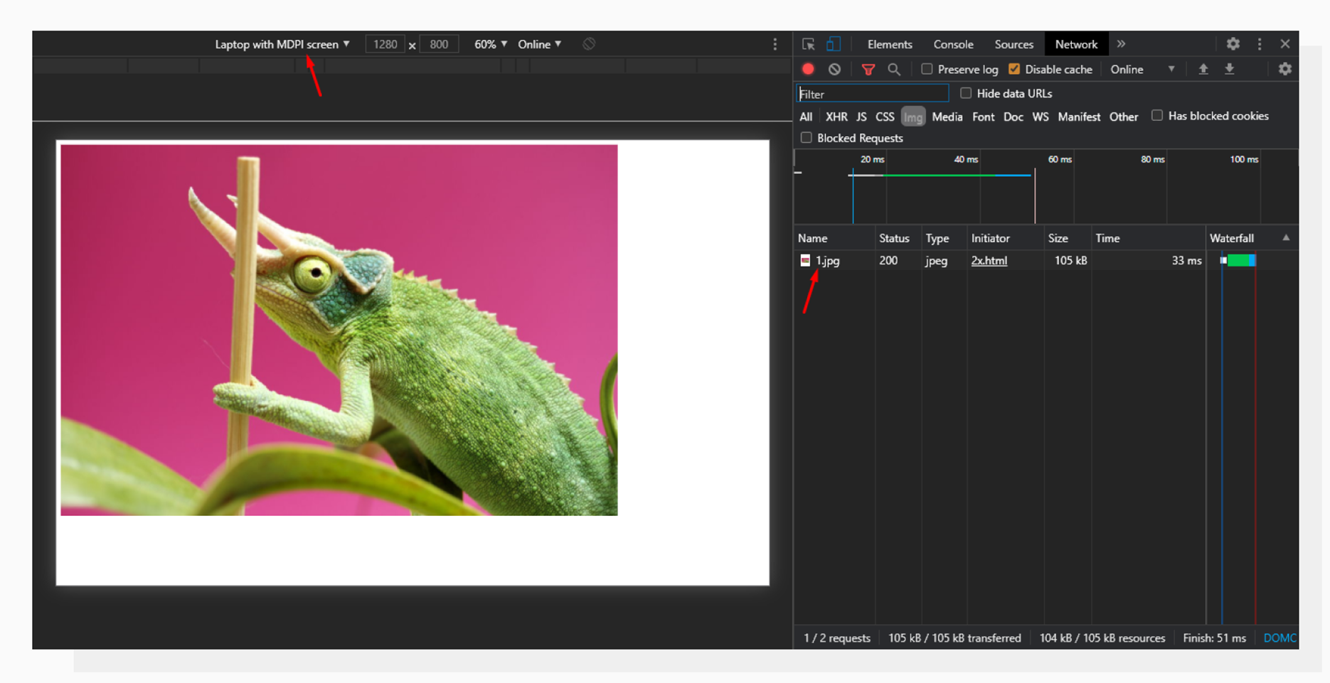 Picture on a regular screen with an open Network tab
