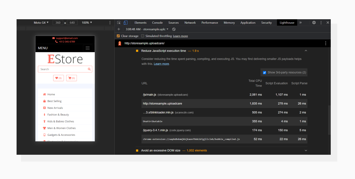 Reduce Javascript Execution Time in Lighthouse