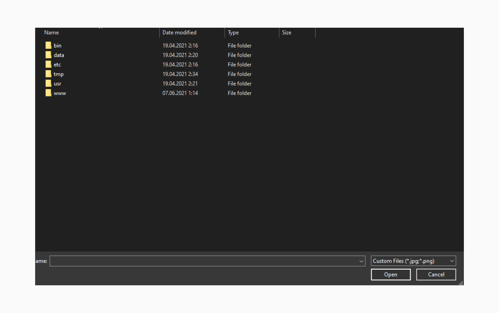 Windows file upload window